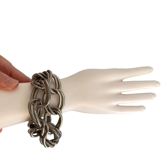 bracelet toggle thick chain silver WHITE HOUSE BLACK MARKET statement pristine - Picture 2 of 11